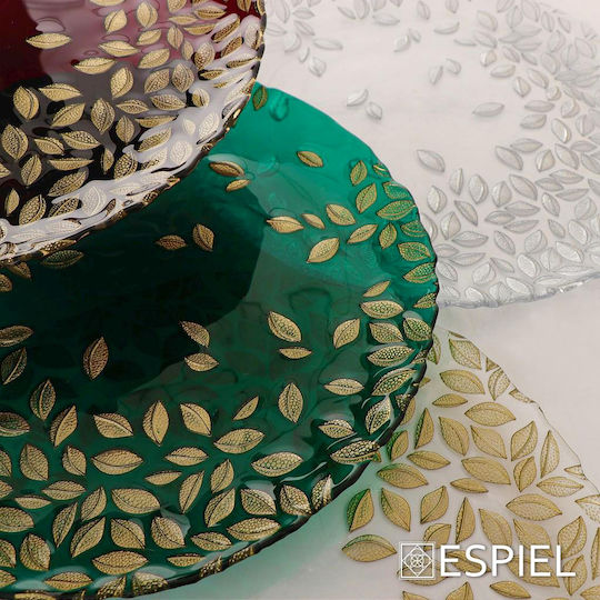 Espiel Foliage Στρογγυλή Γυάλινη Green 33x33x1.5εκ. DAC1600