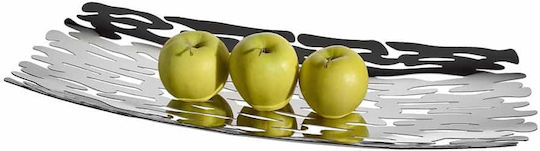 Alessi Rectangular Metallic Decorative Platter Bark Silver 51x19x5cm