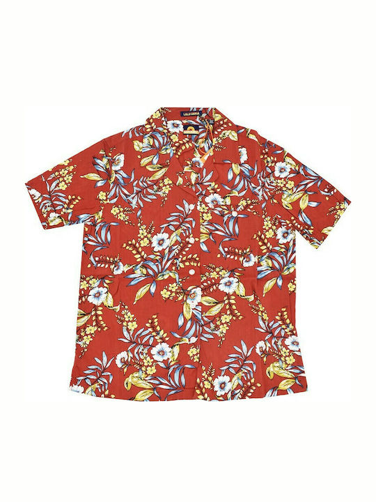 Women's Floral Short Sleeve Shirt Red