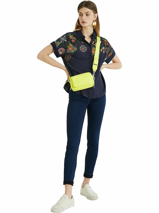 Luna Women's Floral Short Sleeve Shirt Blue