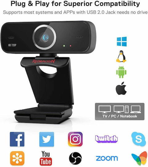 Redragon Web Camera HD 720p 28.11.0001