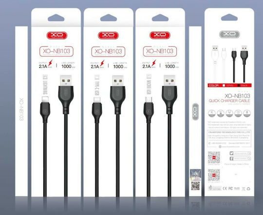 XO NB103 Regular USB 2.0 to micro USB Cable Μαύρο 2m (NB103)