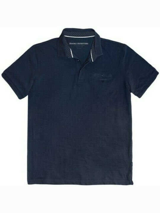 Double S Men's Short Sleeve Blouse Polo Navy Blue