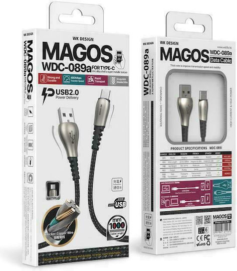 WK WDC-089 1m Braided USB 2.0 to micro USB Cable (250631)