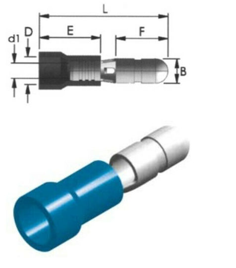 CHS mit Isolierung 4mm Blau (BD2-4V) in einem Set von 100Stück