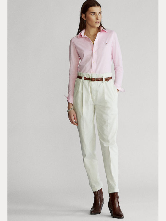 Langärmelig Damen Pique Hemd Rosa Monochrom 211664427-002