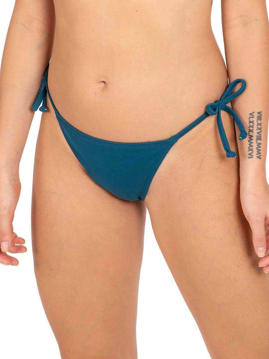Bora Bora Bikini Slip with Laces Petrol Blue