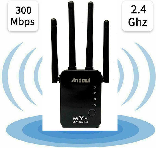 Andowl Q-A45 WiFi Extender Single Band (2.4GHz) 300Mbps με 2 Ethernet