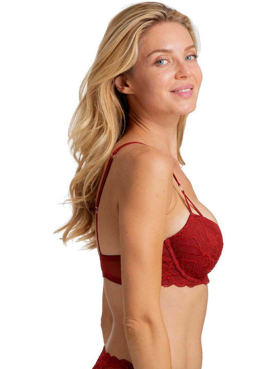 Balconette Balconette Bra with Light Padding Underwire Burgundy