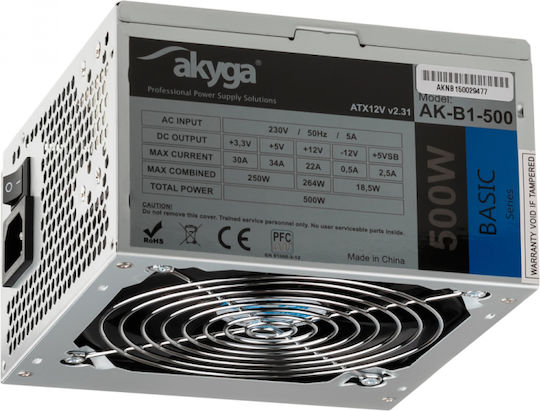 Akyga AK-B1-500 500W Gray Computer Power Supply Full Wired