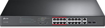 TP-LINK TL-SL1218MP Unmanaged L2 PoE+ Switch with 16 Gigabit (1Gbps) Ethernet Ports and 2 SFP Ports