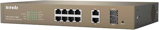 Tenda TEF1210P-8-150W Managed L2 PoE++ Switch with 8 Ethernet Ports and 2 SFP Ports