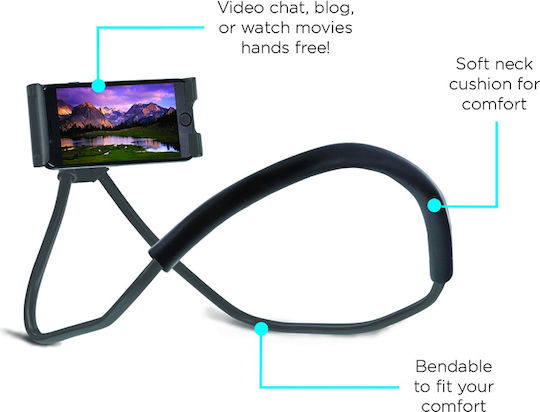 Gadgetmonster Lazy Neck Βάση Λαιμού για Κινητό σε Μαύρο χρώμα