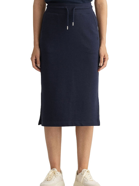 High-waisted Midi Skirt Navy Blue