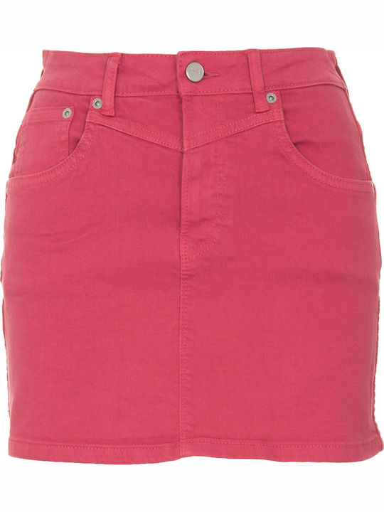 Rachel Denim High-waisted Mini Skirt Fuchsia