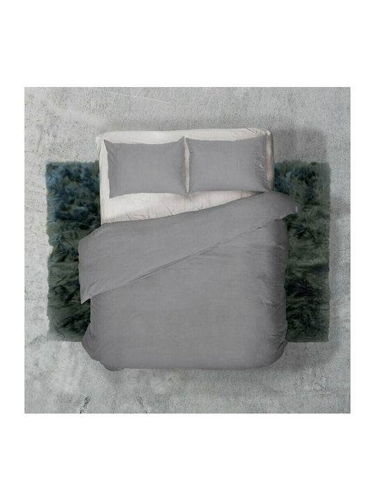 Flamingo Duvet Cover Set Queen with 2 Pillowcases 220x240 Solid color Grey