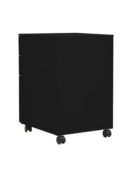 Kabinett Büro mit Rollen & Schloss Black Velvet-Black Metal 39x45x60cm