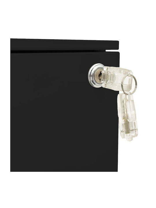 Kabinett Büro mit Rollen & Schloss Black Velvet-Black Metal 39x45x60cm