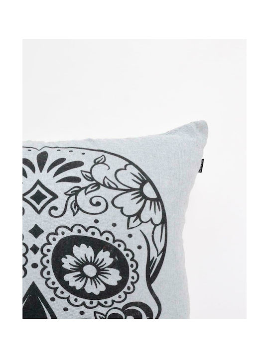 Pennie Decorative Pillow Case The Skull from 100% Cotton Grey Soft 40x40cm.