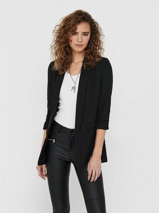 Only Elly Long Women's Waisted Blazer Black with Sequins 15197451