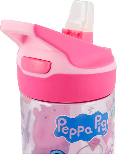 Stor Peppa Pig Haze Kids Water Bottle Peppa Pig Plastic with Straw Pink 620ml