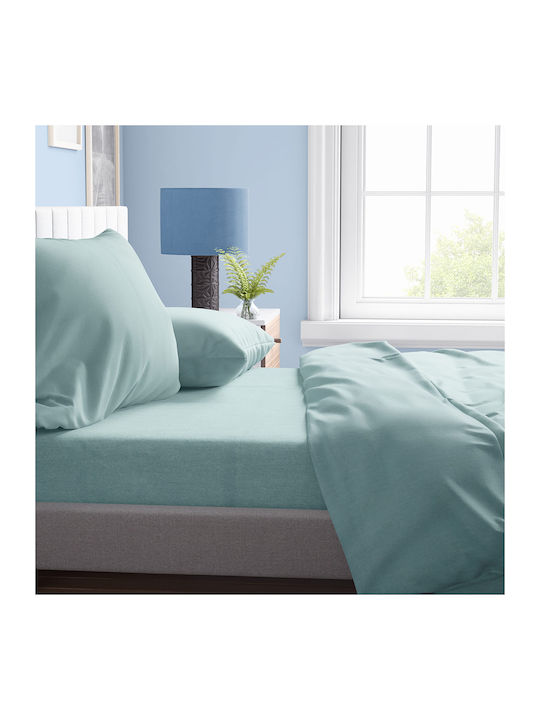 Dimcol Bettbezug Baumwolle Einzelbett 160x240 Solid Aqua