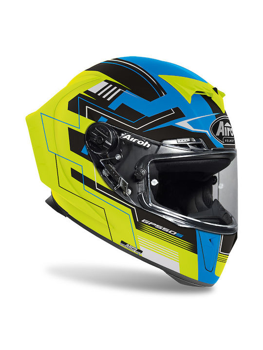 Airoh GP 550 S Challenge Blue/Yellow Matt Κράνος Μηχανής Full Face 1370gr με Pinlock