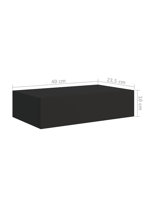 Ράφι Τοίχου Μαύρο 40x23.5x10εκ.