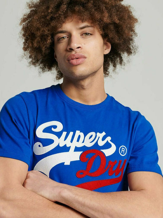 Superdry Ανδρικό T-shirt Voltage Blue με Στάμπα