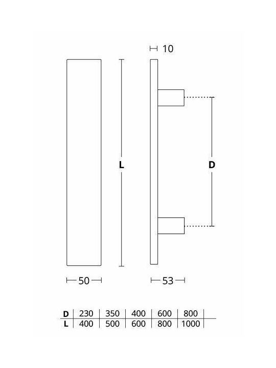 Convex Handle Front Door 1147 1000mm Nickel / Inox