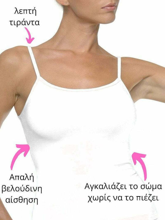 Women's T-Shirt with Spaghetti Strap White 2Pack