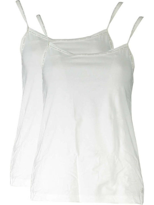 Ck One Cotton Women's T-Shirt with Spaghetti Strap White 2Pack