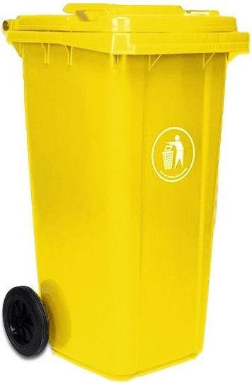 Delta Cleaning Plastic Coș de gunoi Deșeuri Coșuri de gunoi cu roți 240lt Galbenț