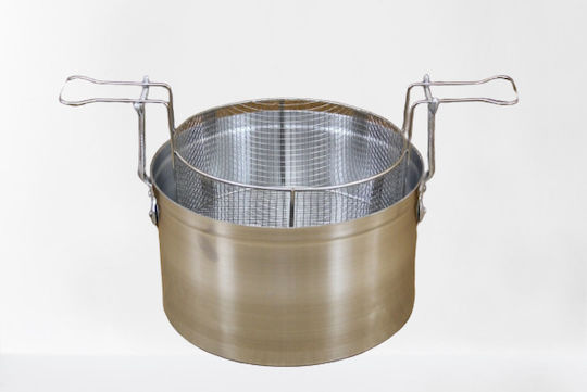 Fritteuse Aluminium Kapazität 15Es mit Durchmesser 34cm und Höhe 20cm.