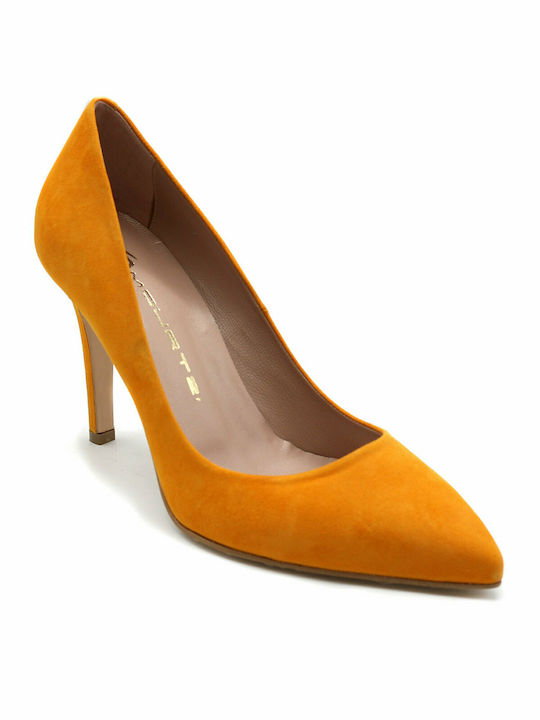 Mourtzi Suede Pointed Toe Stiletto Orange High Heels