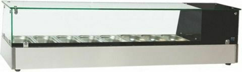 Niki Inox Maintenance Showcase Tabletop with Capacity 7x1/4 GN 147x34x35cm