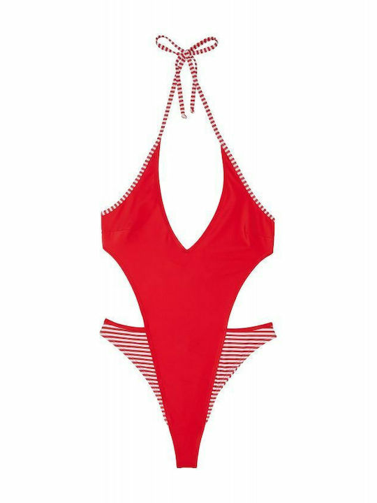 Badeanzug mit Ausschnitten Rot