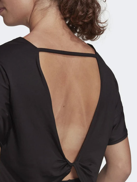 Performance Γυναικείο Αθλητικό Crop Top Κοντομάνικο Μαύρο
