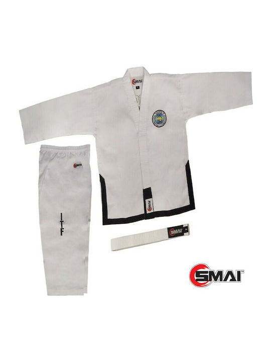 SMAI Black Belt Dobok Ribbed Добок за Текуондо Унисекс Бяла