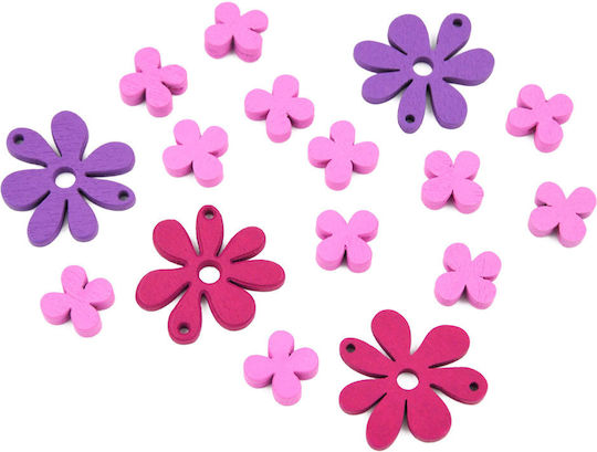 Wooden Craft Beads Purple 16pcs Flower Beads