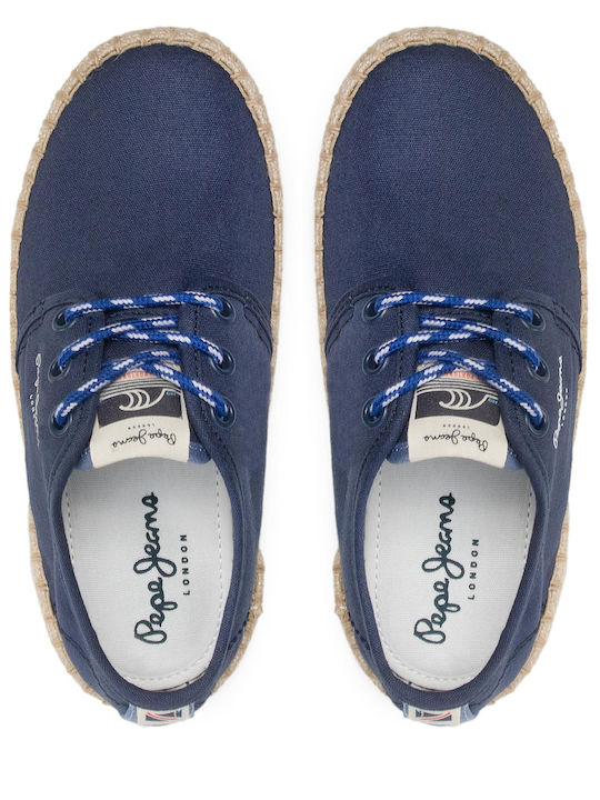 Kids Espradrilles with Laces Navy Blue Tourist Camping
