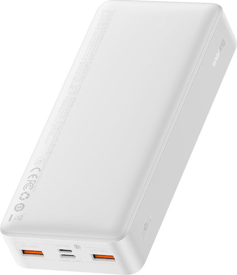 Baseus Bipow Power Bank 20000mAh 15W mit 2 USB-A Anschlüssen und USB-C Anschluss Weiß