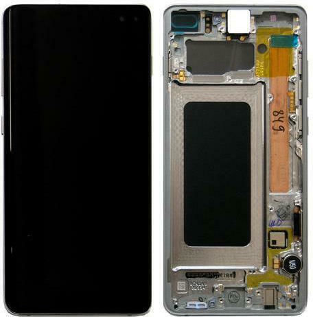 Screen with Touch Mechanism and Frame for Galaxy S10+ White