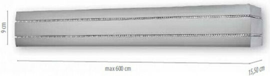 Anartisi Curtain Pelmets Curtain Rod ΜT90 100cm Metallic Inox / Strass