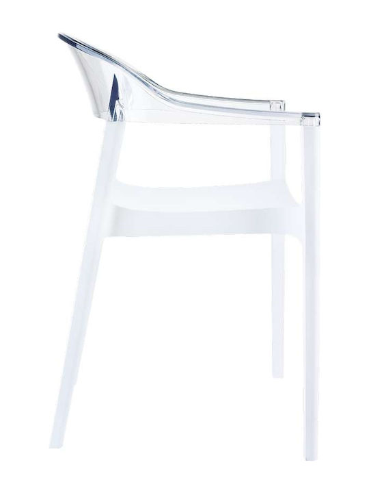 Carmen Πολυθρόνα Κουζίνας από Πολυπροπυλένιο White / Clear 49x53x79εκ.