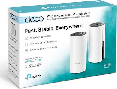 TP-LINK Deco M4 v3 WiFi Mesh Network Access Point Wi‑Fi 5 Dual Band (2.4 & 5GHz) σε Διπλό Kit
