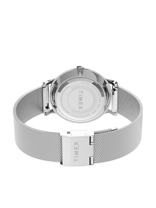 Timex Transcend Swarovski Γυναικείο Ρολόι 30mm Μπαταρίας με Ασημί Μεταλλικό Μπρασελέ