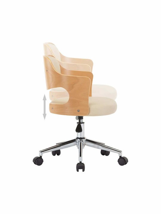 Swivel Visitor Chair with Arms & Wheels Κρεμ 47.5x53x76cm 2pcs