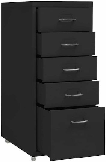 Metallene Büroaufbewahrungsschublade mit Rädern Schwarz 28x41x69cm