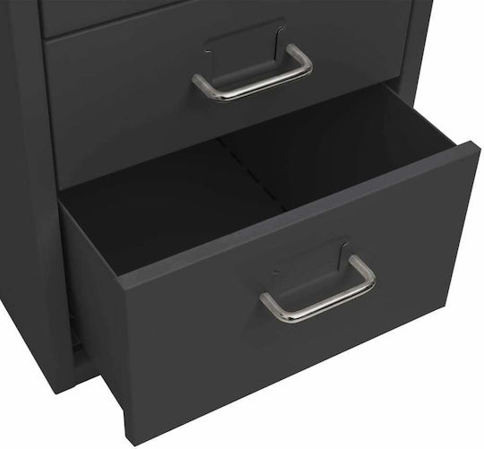 Metallische Büro-Schubladenschublade mit Rädern Anthrazit 28x41x69cm